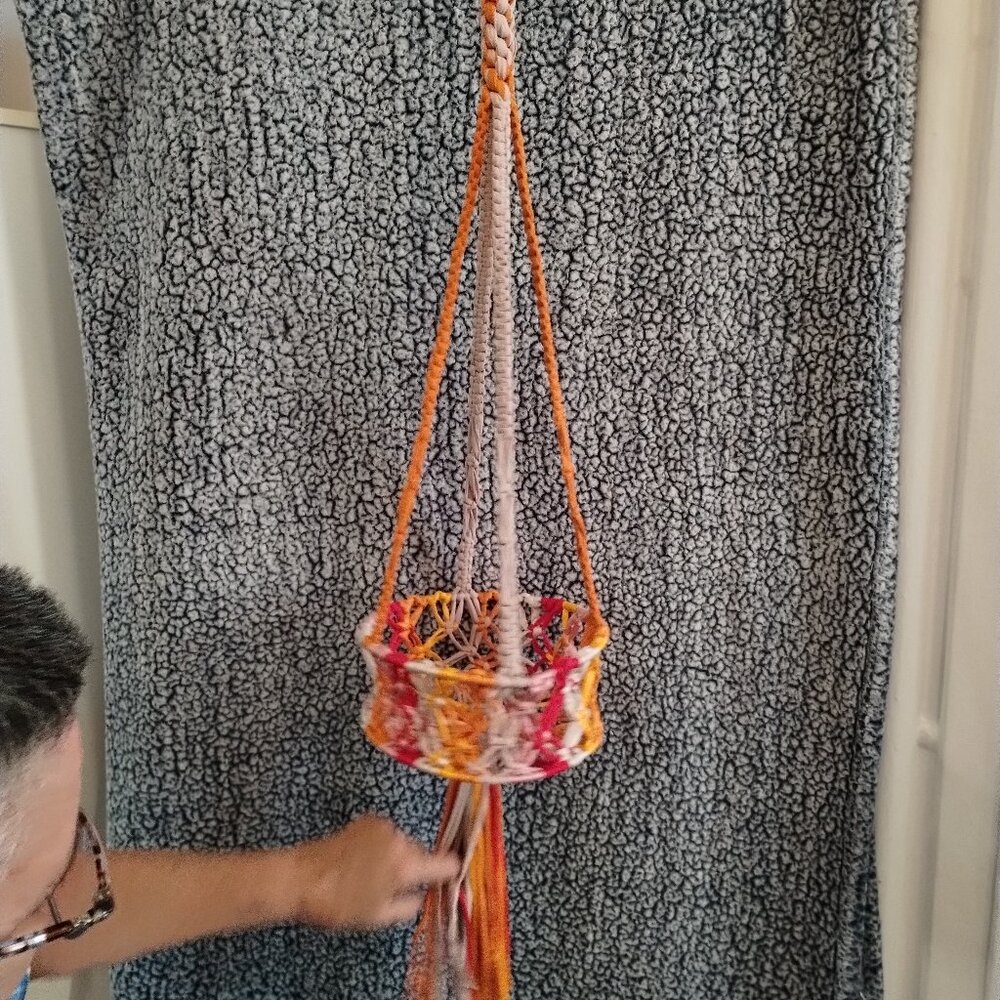 Handmade macrame planter fruits holder